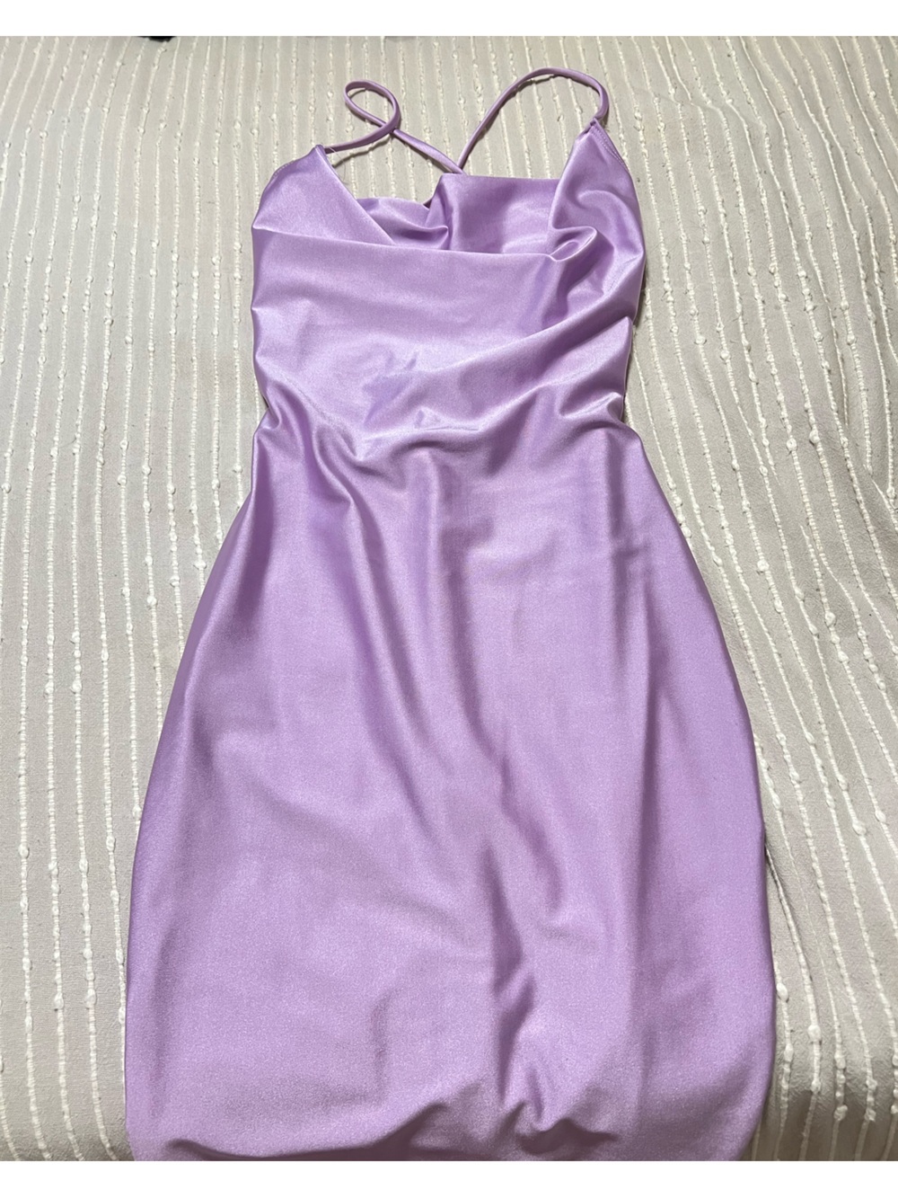 Satin Cowl Neck Slip Dress in Lilac